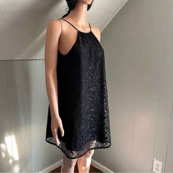 ZARA Black Lace Tank Mini Dress Size Small - Picture 3 of 10